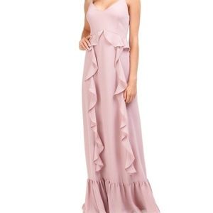 WAYF | Loyal Ruffle Empire Maxi Pink Mauve Gown